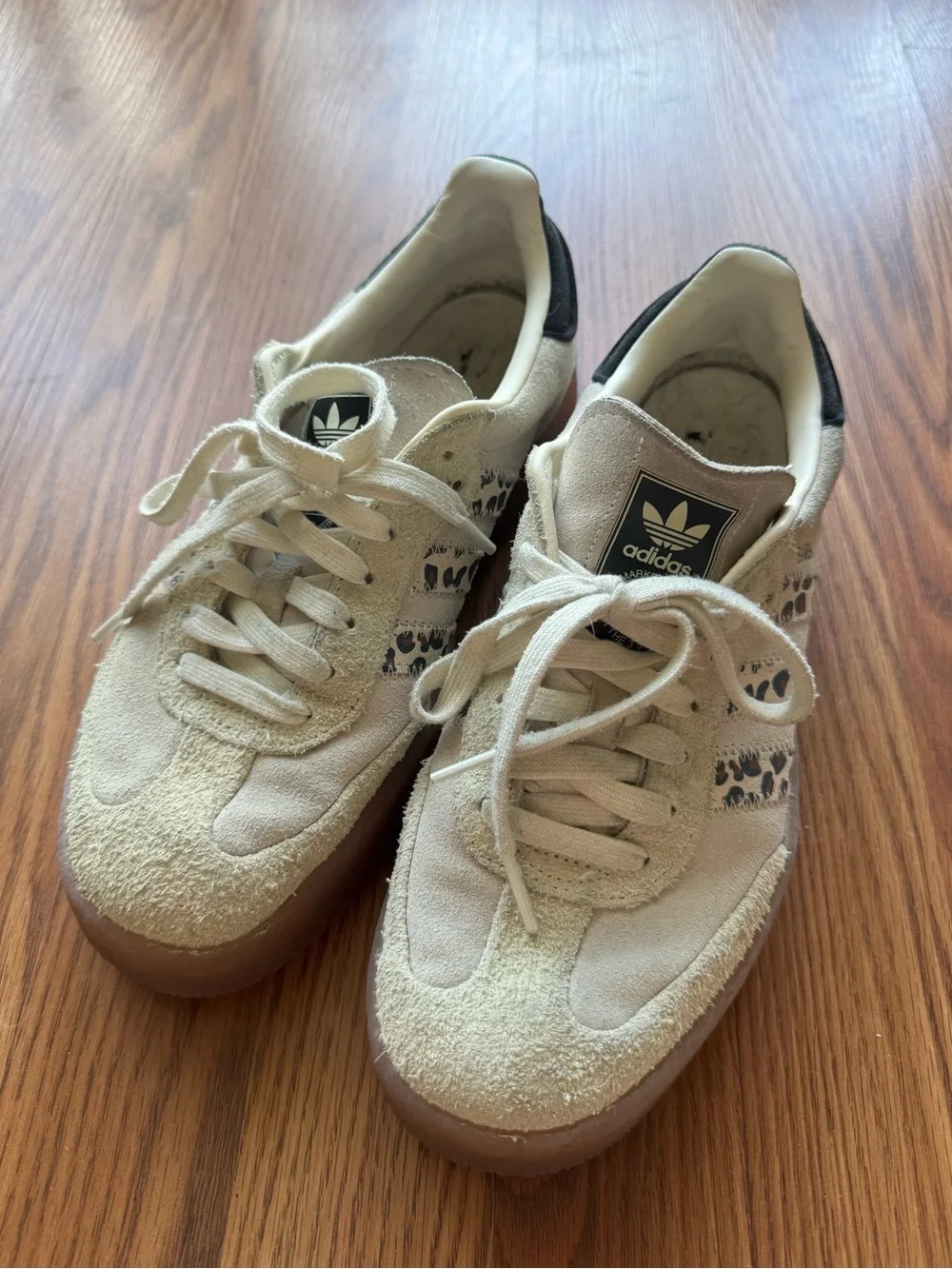 Adidas Samba Platform Sneakers Cream Leopard Gum Sole Size 9